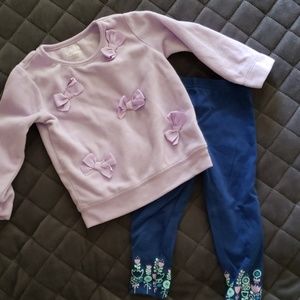 Purple fleece top with matching leggings